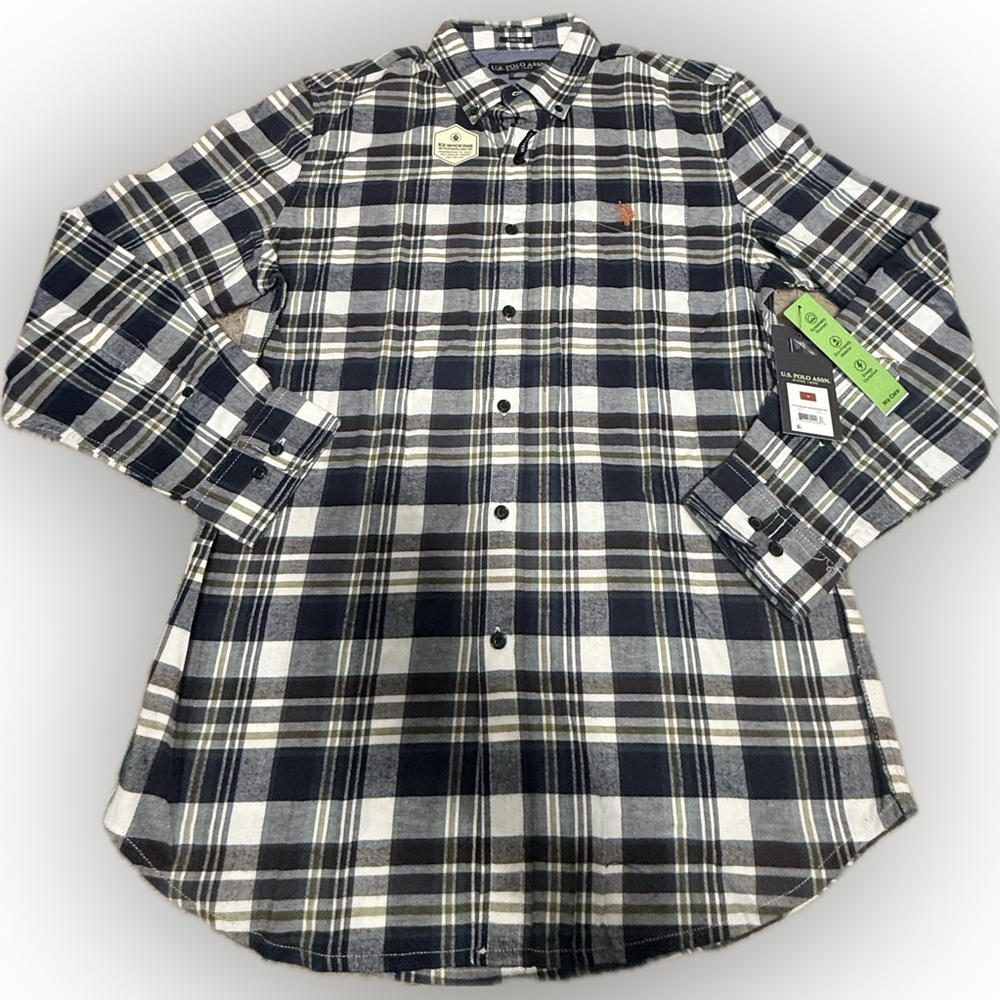 U.S. Polo Assn. Navy and White Plaid Shirt